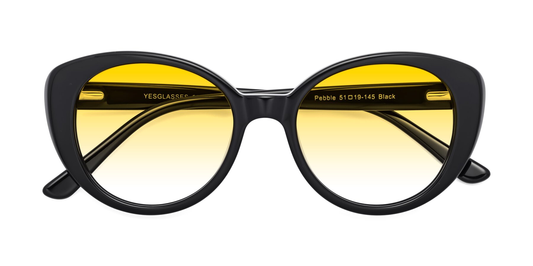 Folded Front of Pebble in Black with Yellow Gradient Lenses