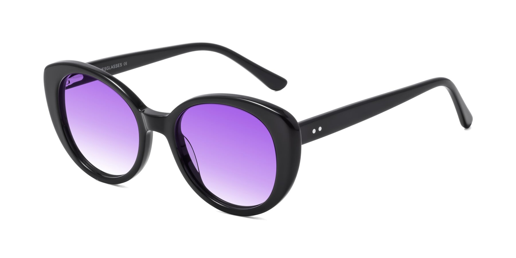 Angle of Pebble in Black with Purple Gradient Lenses