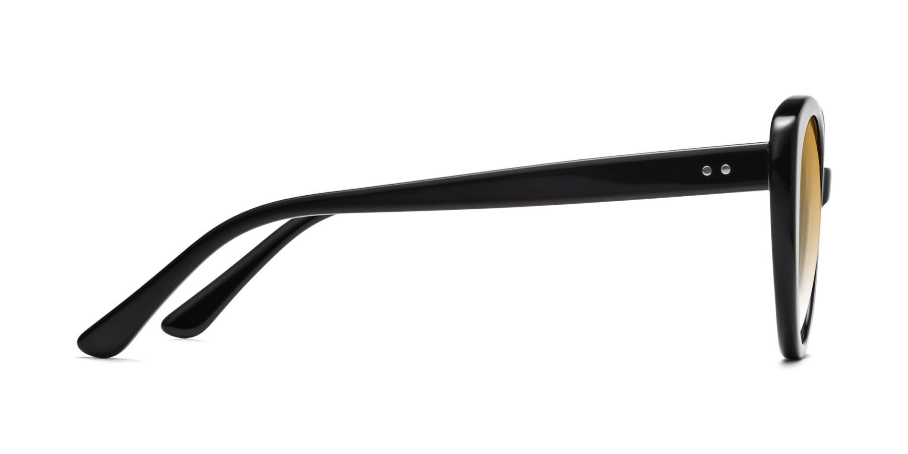 Side of Pebble in Black with Champagne Gradient Lenses