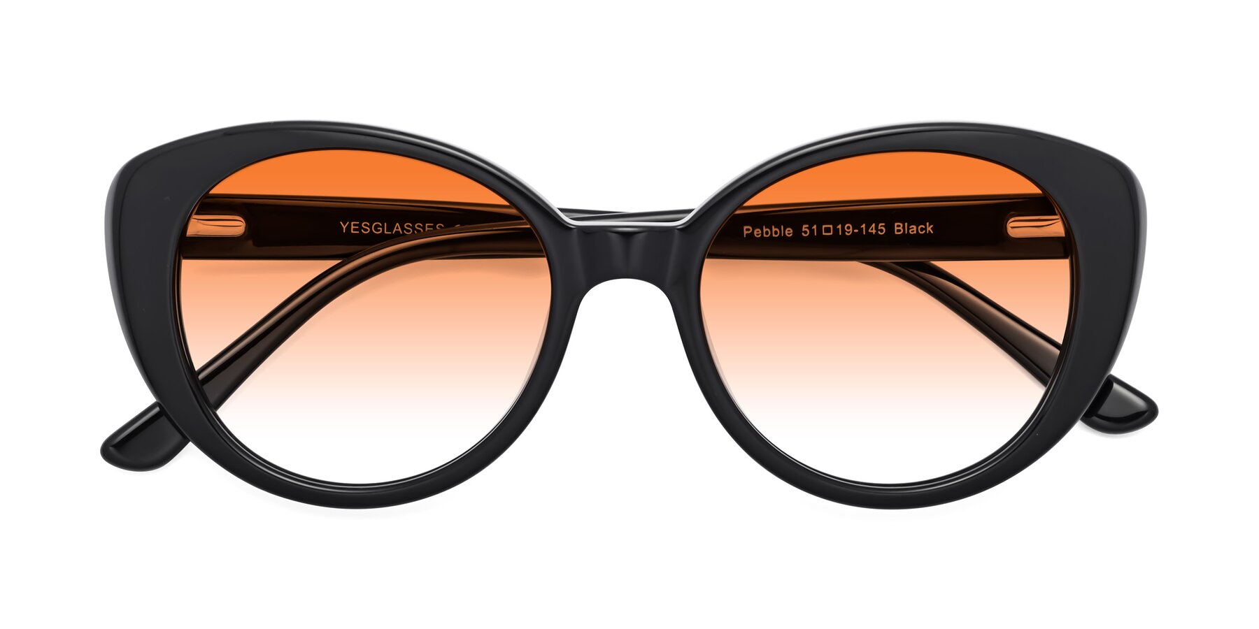 Folded Front of Pebble in Black with Orange Gradient Lenses