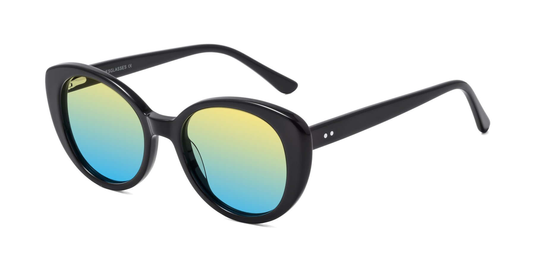 Angle of Pebble in Black with Yellow / Blue Gradient Lenses
