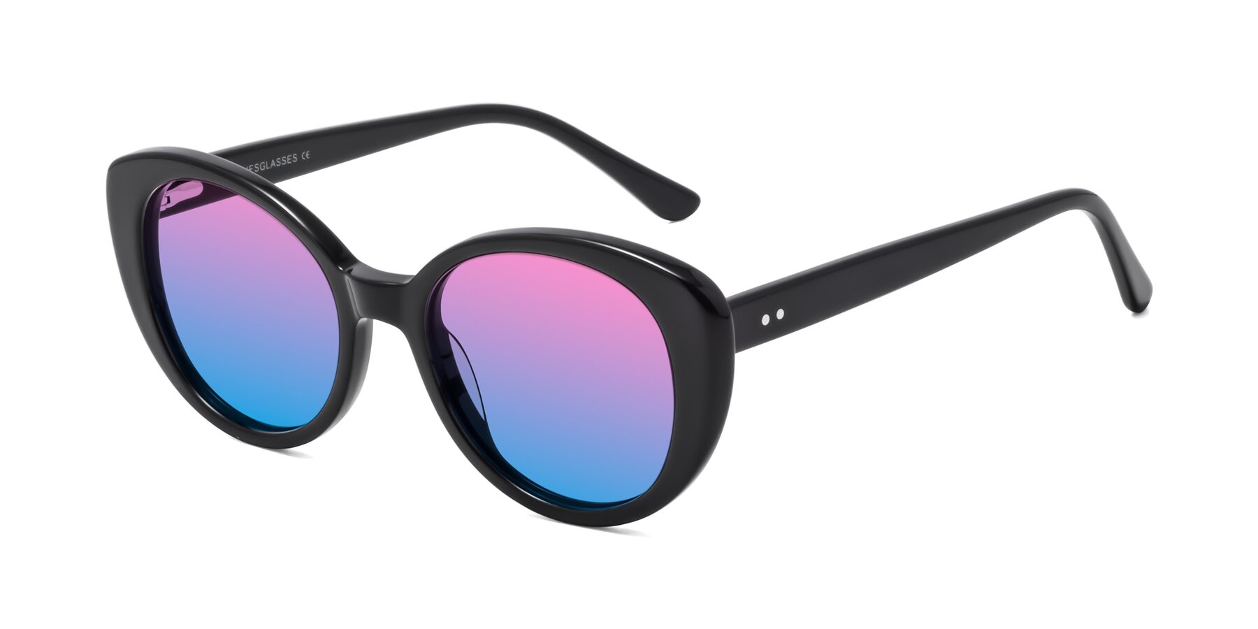 Angle of Pebble in Black with Pink / Blue Gradient Lenses
