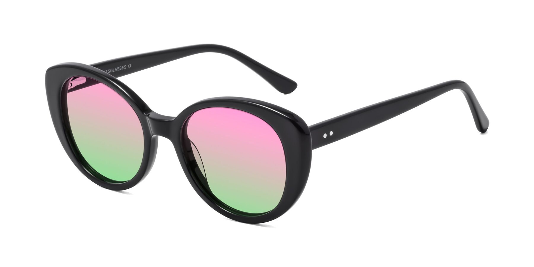 Angle of Pebble in Black with Pink / Green Gradient Lenses