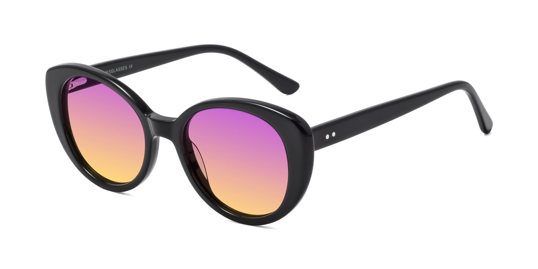 Angle of Pebble in Black with Purple / Yellow Gradient Lenses
