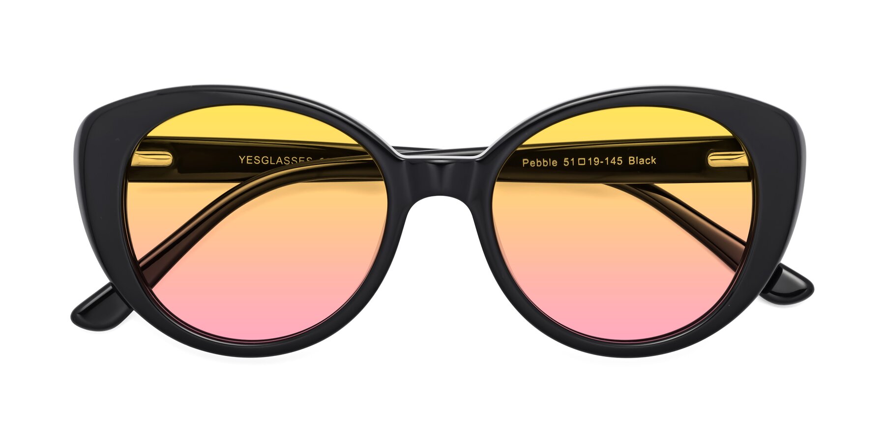 Folded Front of Pebble in Black with Yellow / Pink Gradient Lenses