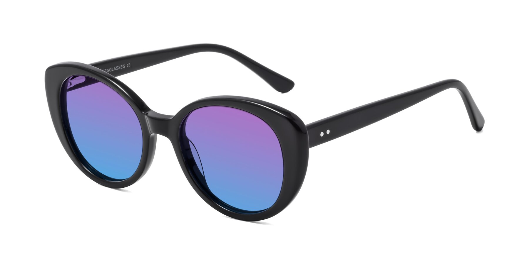 Angle of Pebble in Black with Purple / Blue Gradient Lenses