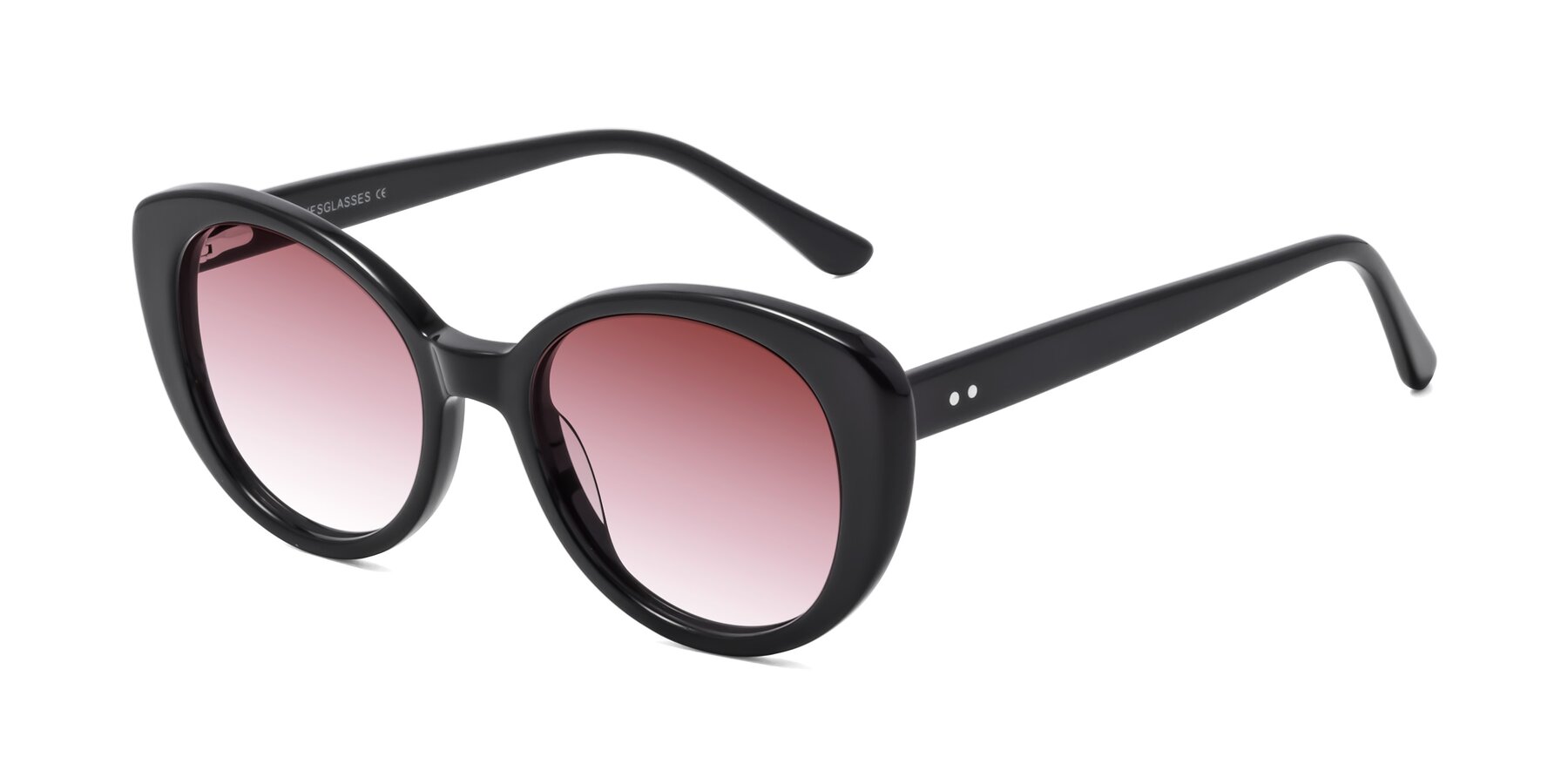 Angle of Pebble in Black with Garnet Gradient Lenses