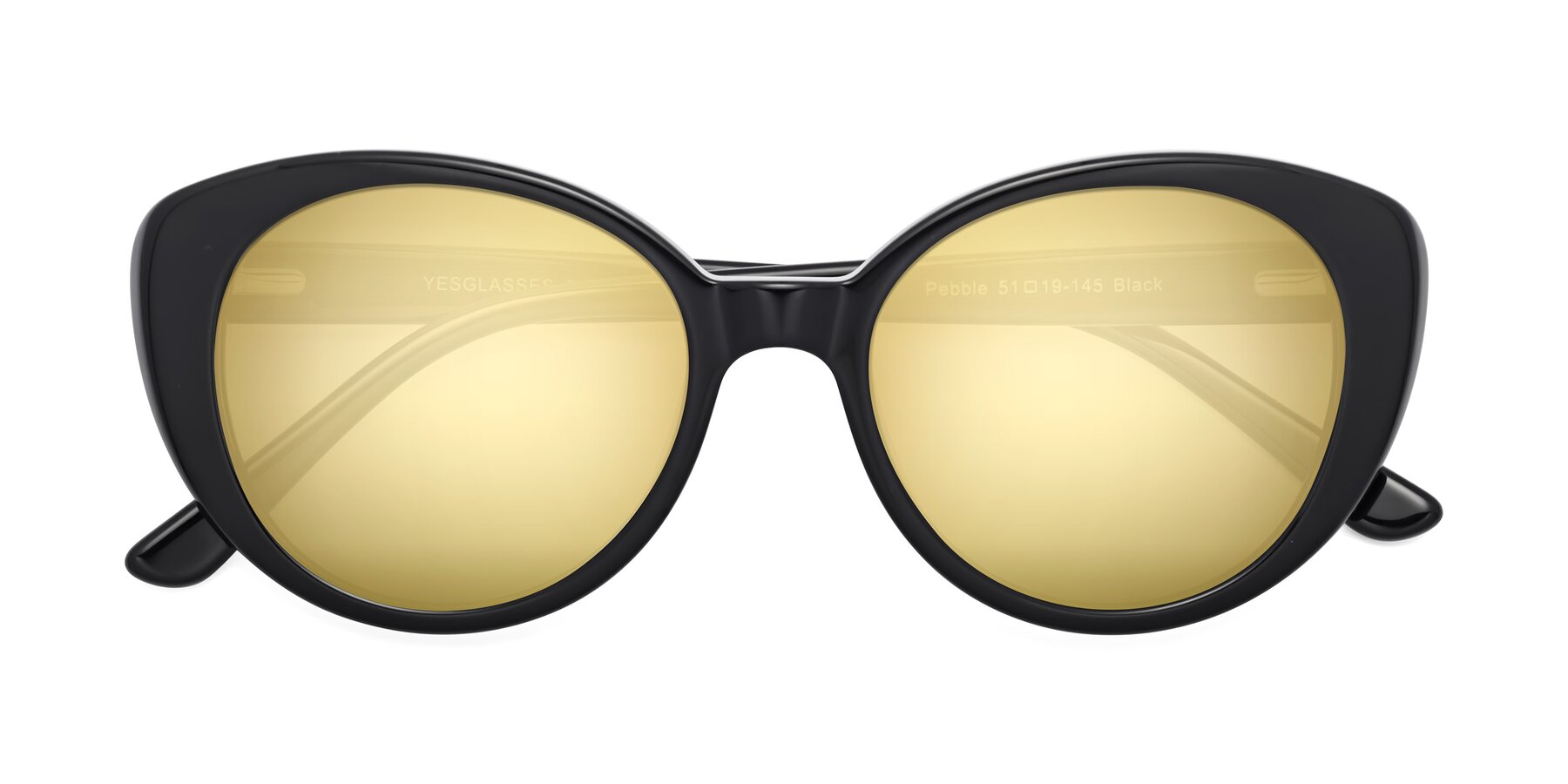 Folded Front of Pebble in Black with Gold Mirrored Lenses