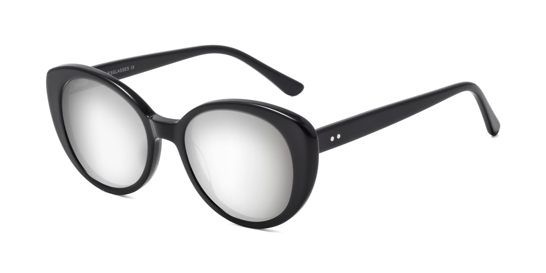 Angle of Pebble in Black with Silver Mirrored Lenses