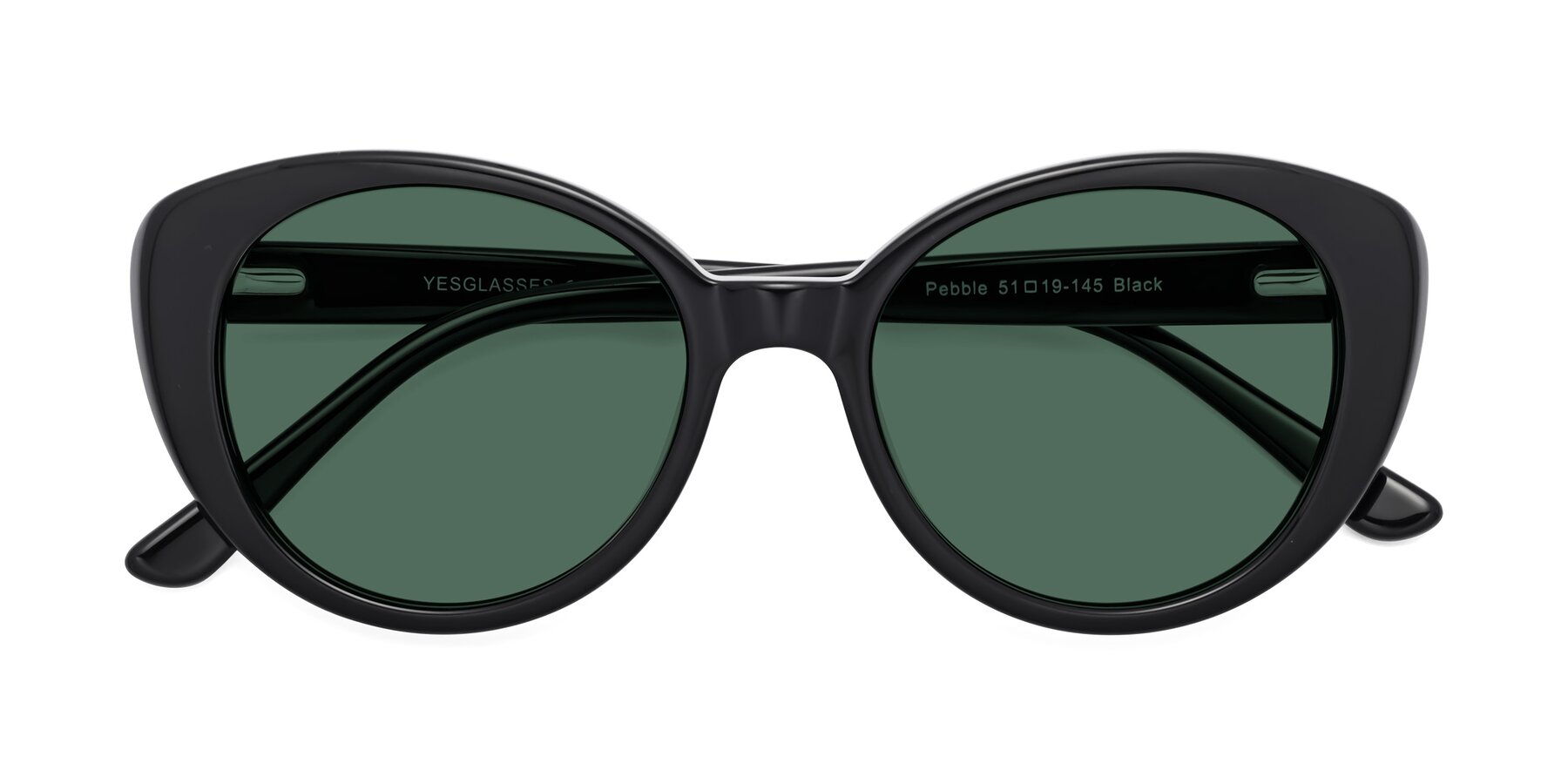 Folded Front of Pebble in Black with Green Polarized Lenses