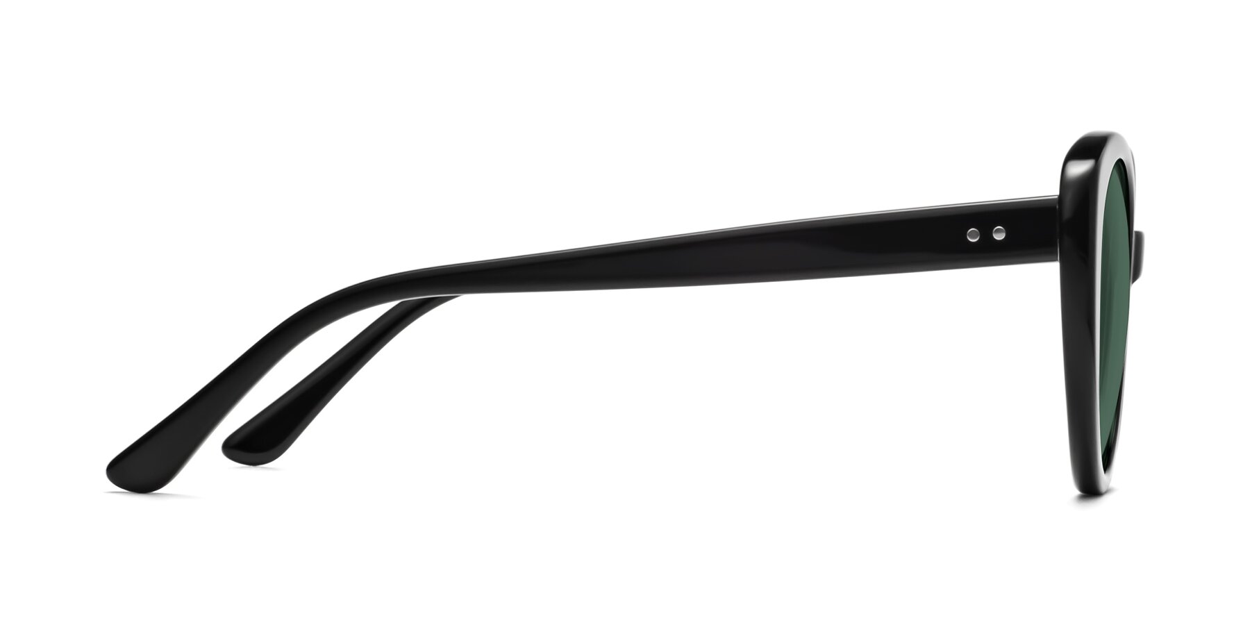 Side of Pebble in Black with Green Polarized Lenses