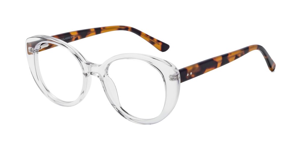 Clear RetroVintage Acetate CatEye Eyeglasses Pebble