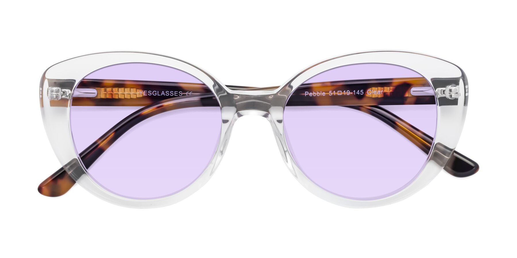Folded Front of Pebble in Clear with Light Purple Tinted Lenses