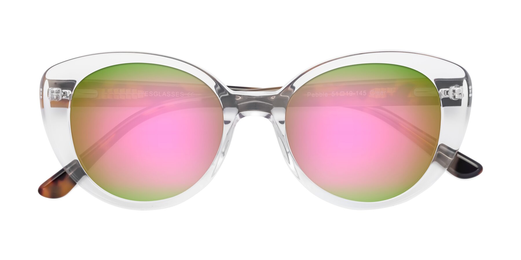 Folded Front of Pebble in Clear with Pink Mirrored Lenses