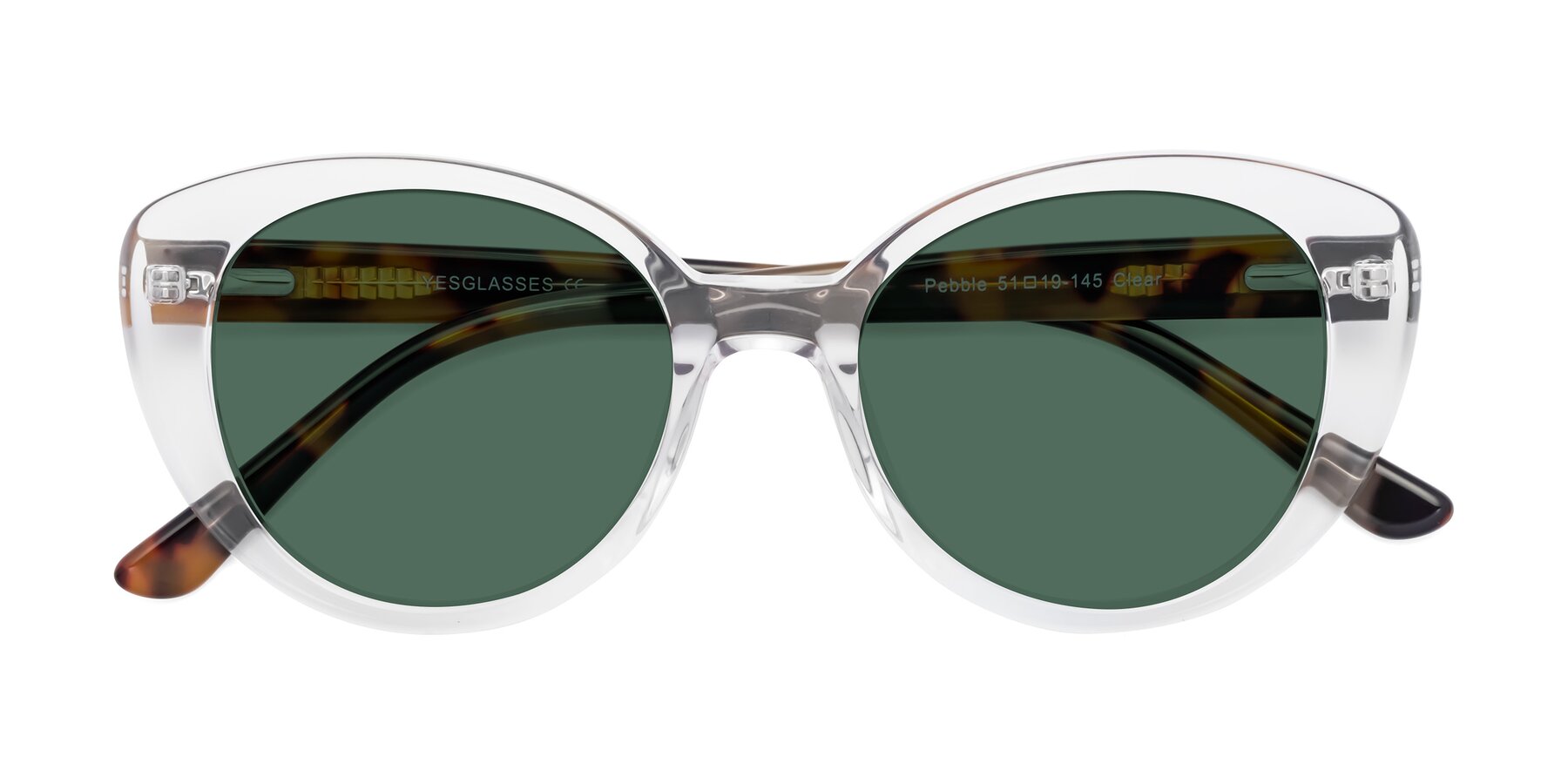 Folded Front of Pebble in Clear with Green Polarized Lenses