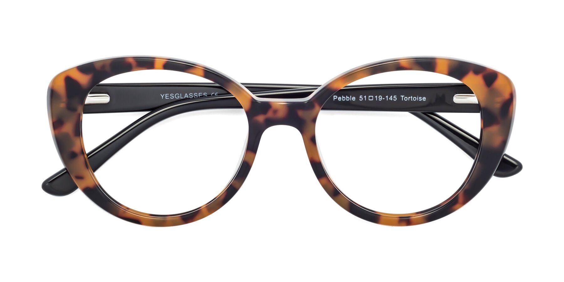Folded Front of Pebble in Tortoise with Clear Eyeglass Lenses