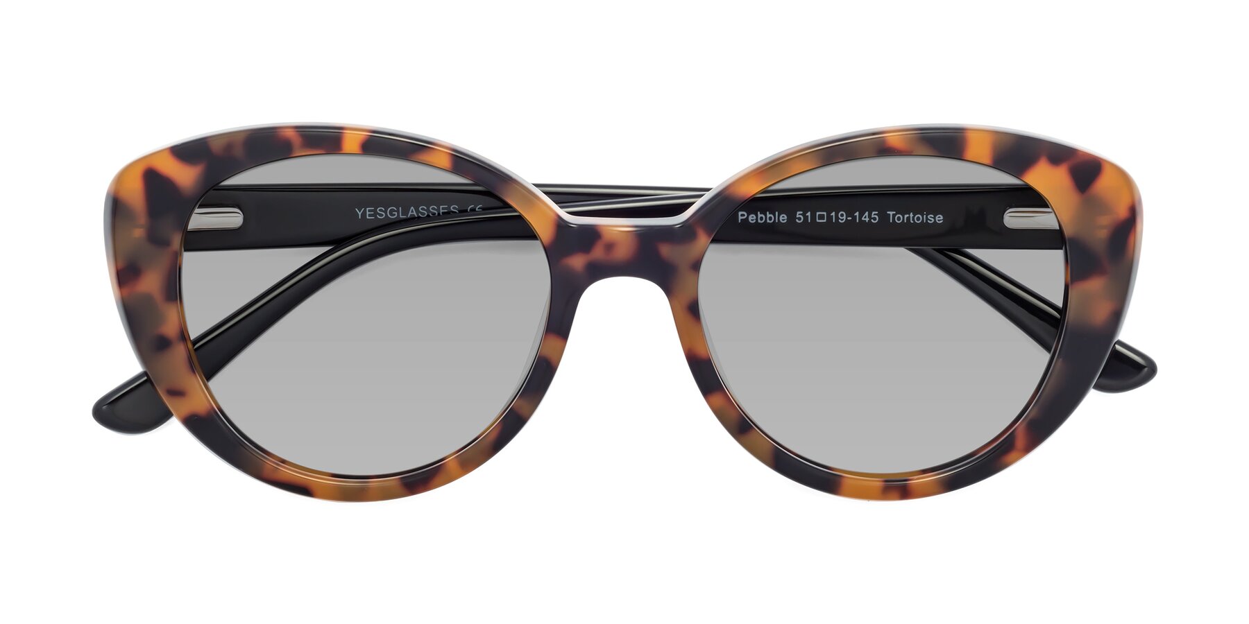 Folded Front of Pebble in Tortoise with Light Gray Tinted Lenses