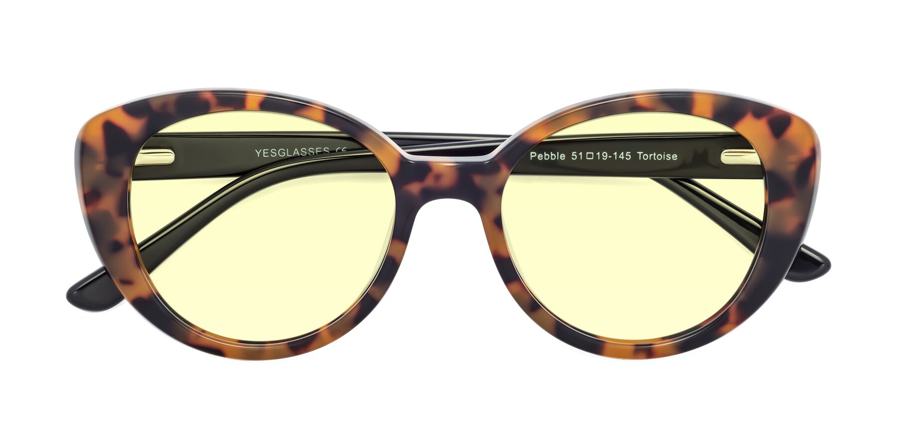 Folded Front of Pebble in Tortoise with Light Yellow Tinted Lenses