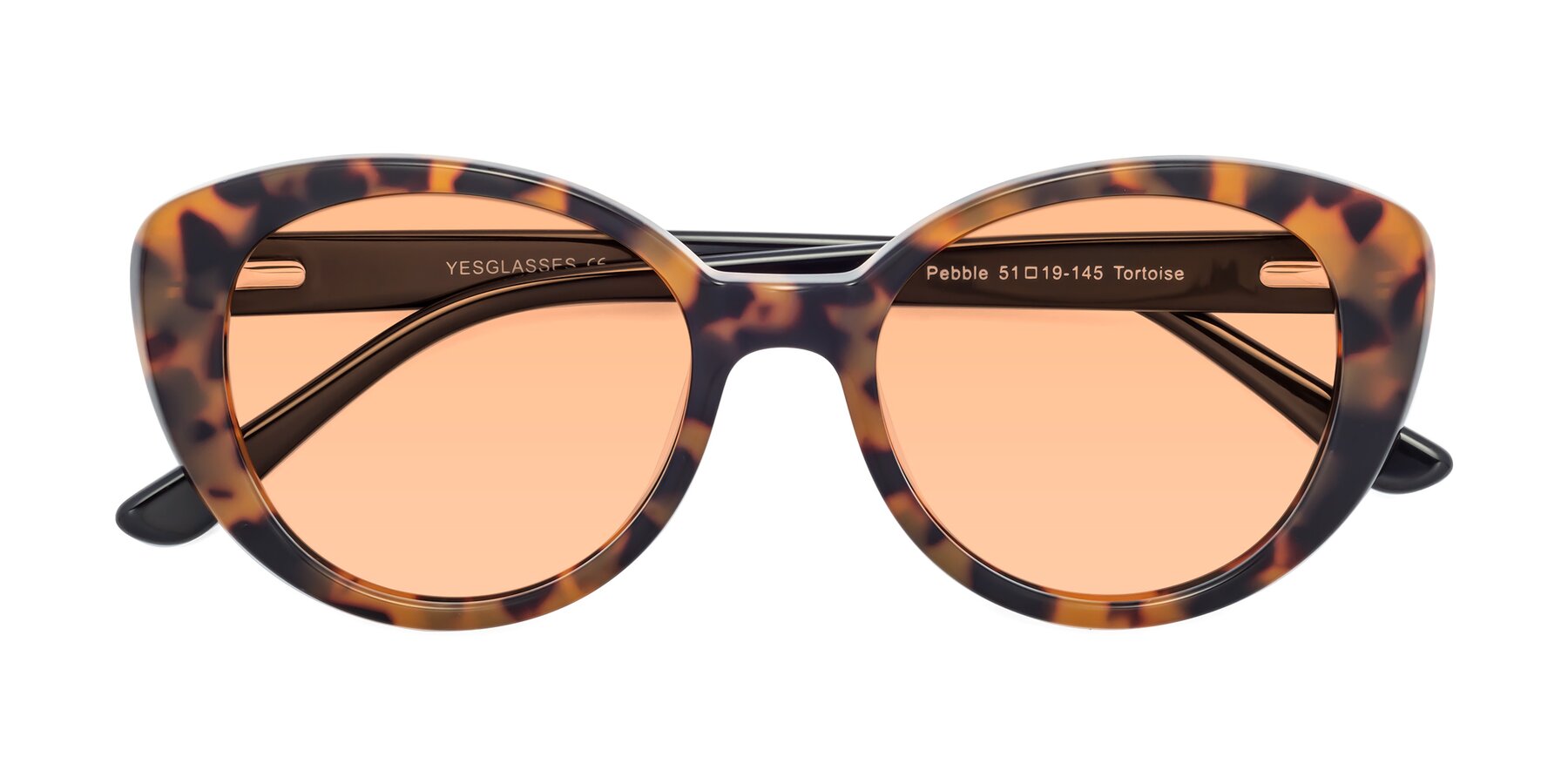 Folded Front of Pebble in Tortoise with Light Orange Tinted Lenses