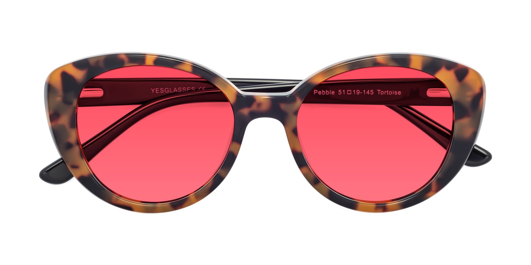 Folded Front of Pebble in Tortoise with Red Tinted Lenses