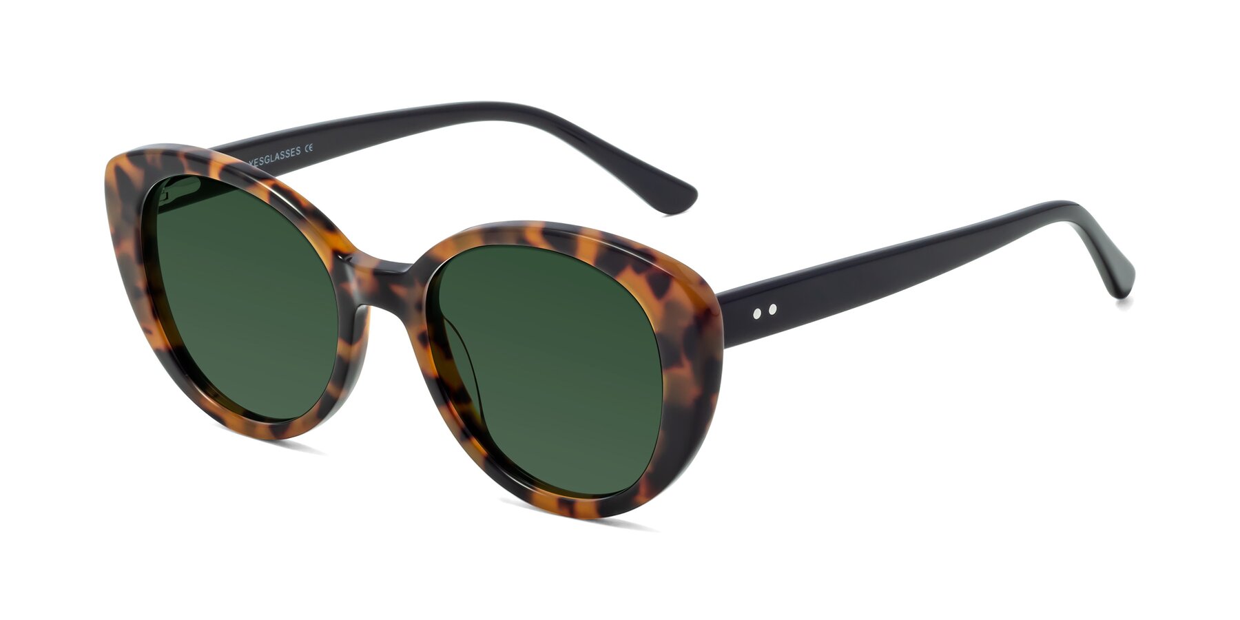 Angle of Pebble in Tortoise with Green Tinted Lenses