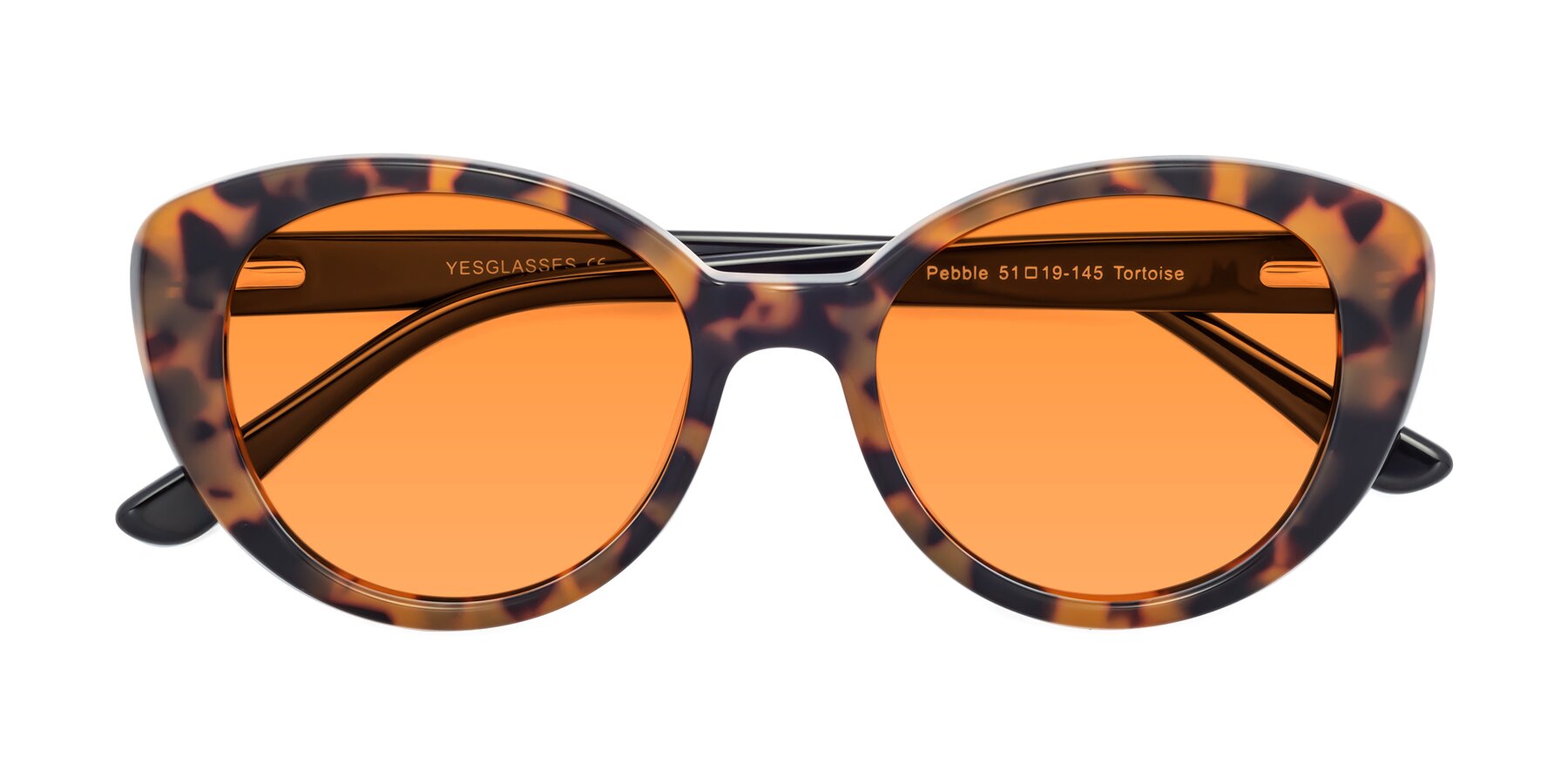 Folded Front of Pebble in Tortoise with Orange Tinted Lenses