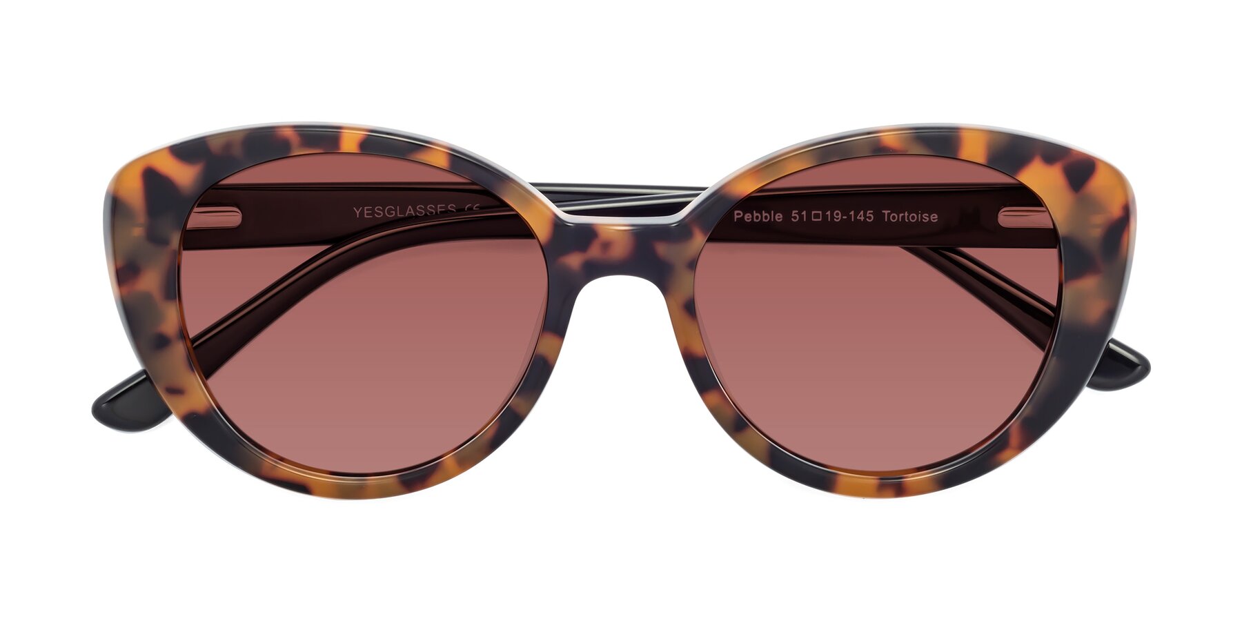 Folded Front of Pebble in Tortoise with Garnet Tinted Lenses