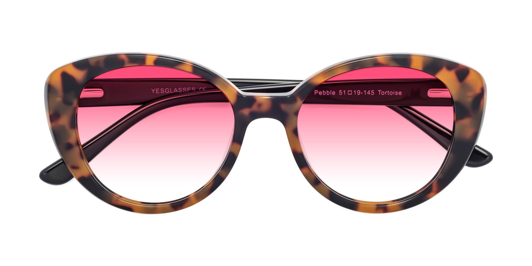 Folded Front of Pebble in Tortoise with Pink Gradient Lenses