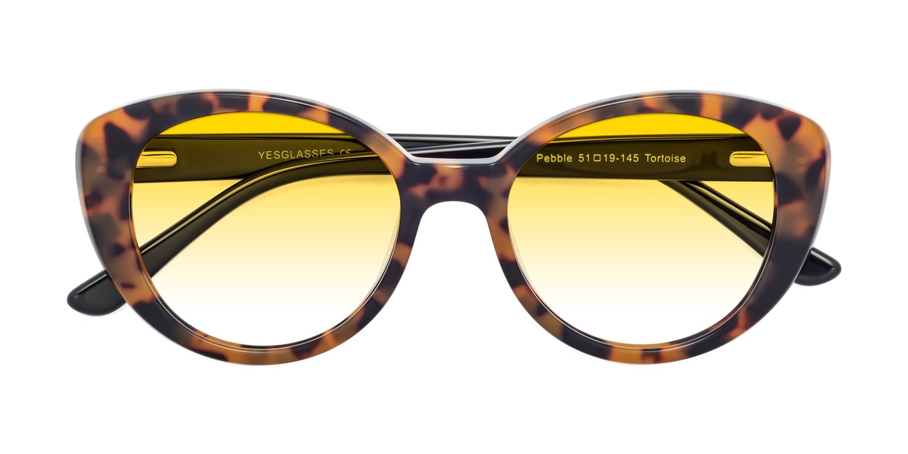 Folded Front of Pebble in Tortoise with Yellow Gradient Lenses