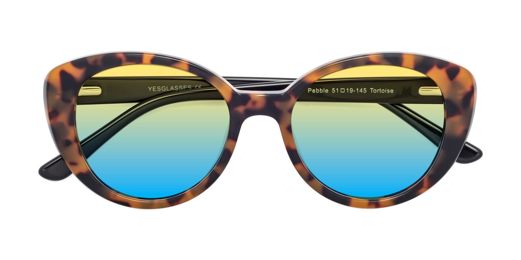 Folded Front of Pebble in Tortoise with Yellow / Blue Gradient Lenses