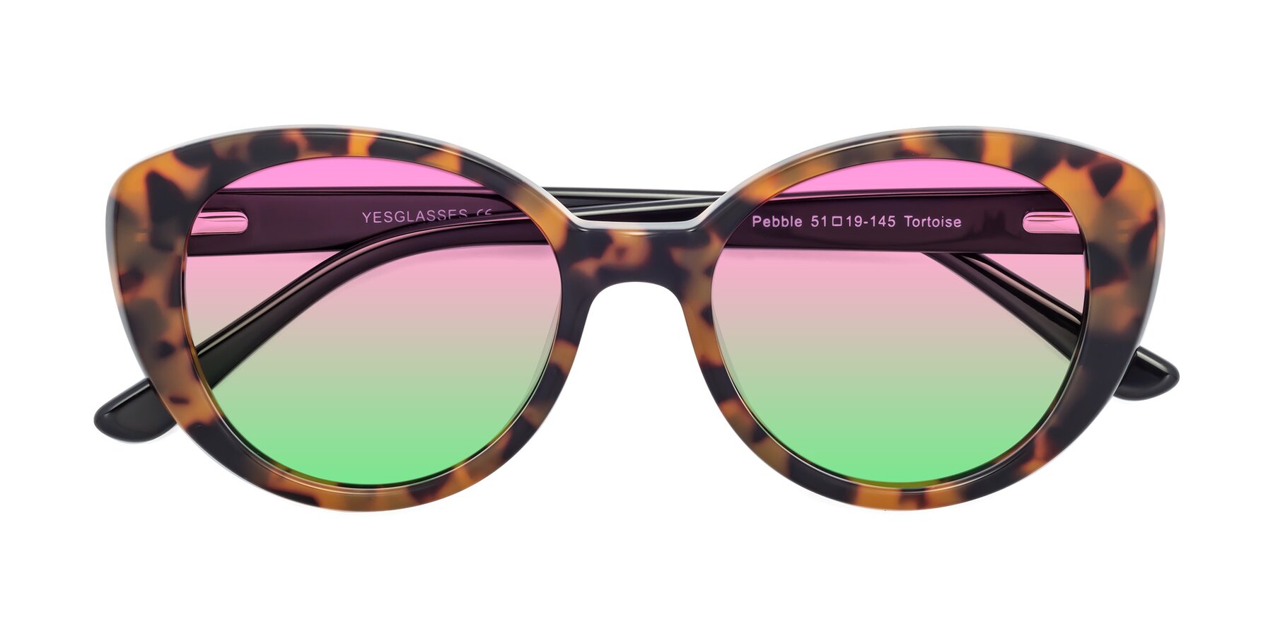Folded Front of Pebble in Tortoise with Pink / Green Gradient Lenses