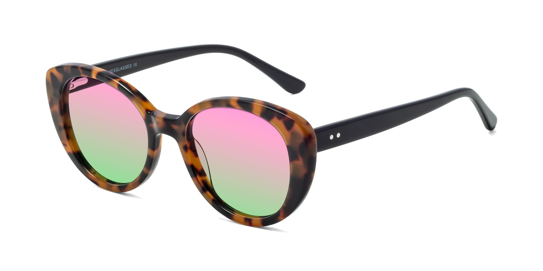 Angle of Pebble in Tortoise with Pink / Green Gradient Lenses