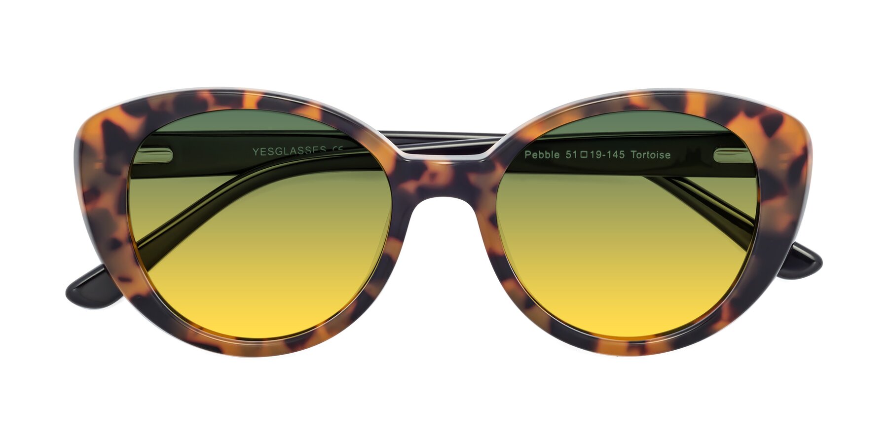 Folded Front of Pebble in Tortoise with Green / Yellow Gradient Lenses