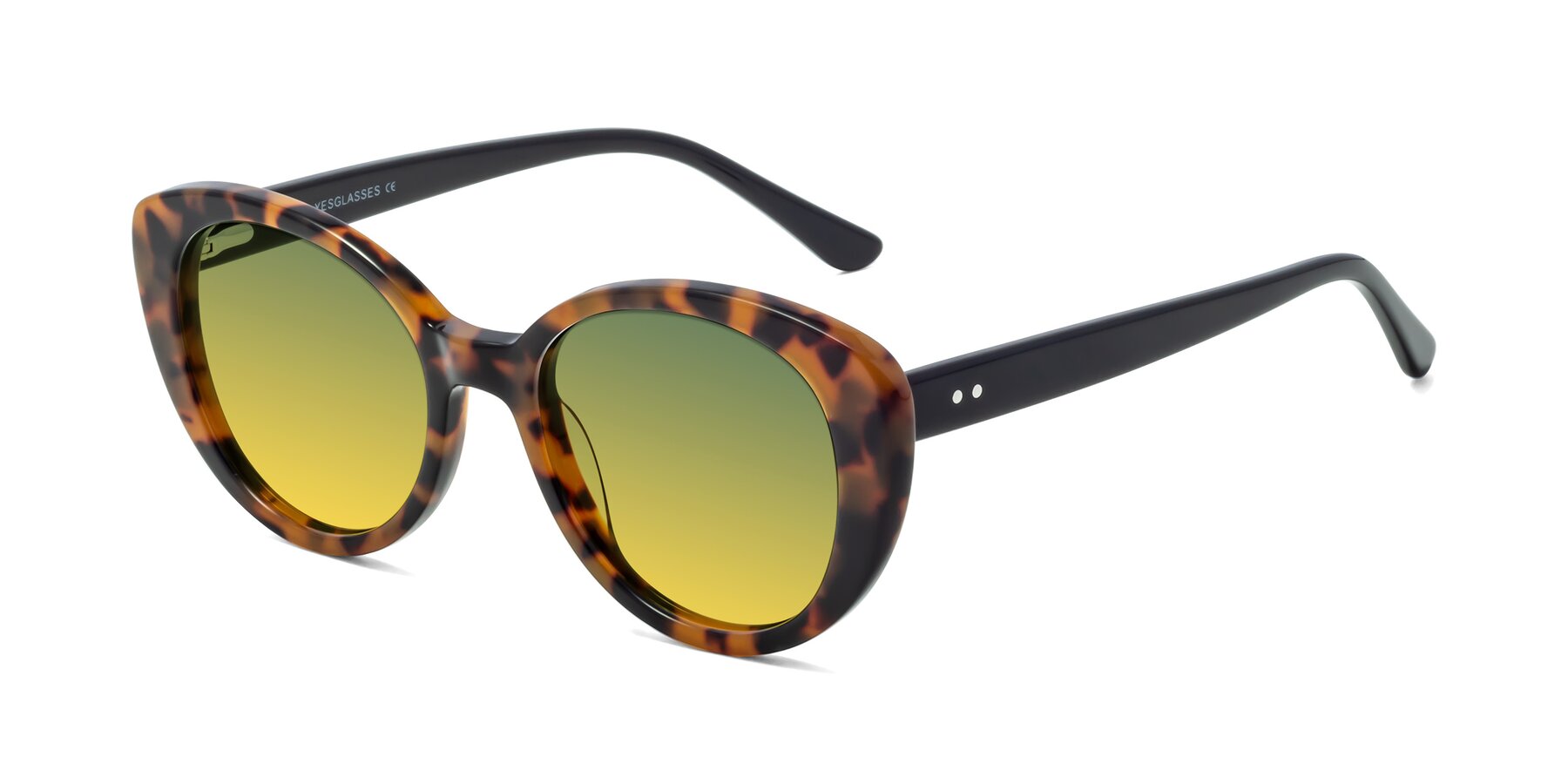 Angle of Pebble in Tortoise with Green / Yellow Gradient Lenses