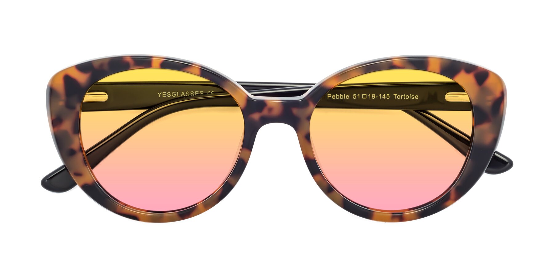 Folded Front of Pebble in Tortoise with Yellow / Pink Gradient Lenses
