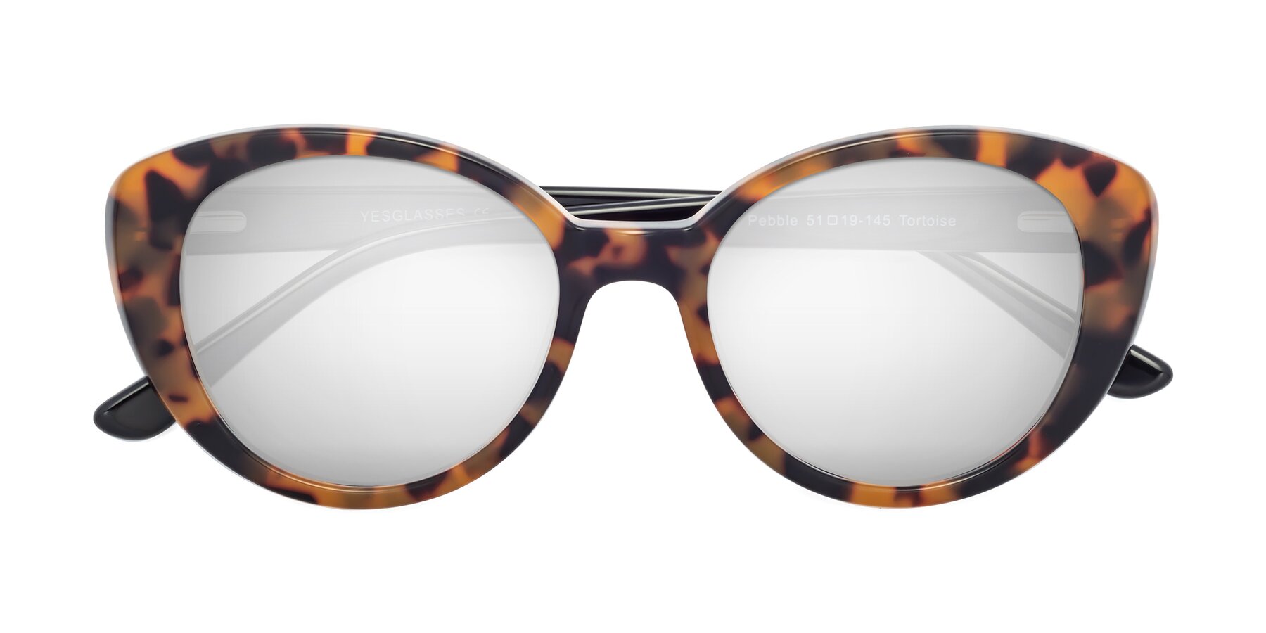 Folded Front of Pebble in Tortoise with Silver Mirrored Lenses