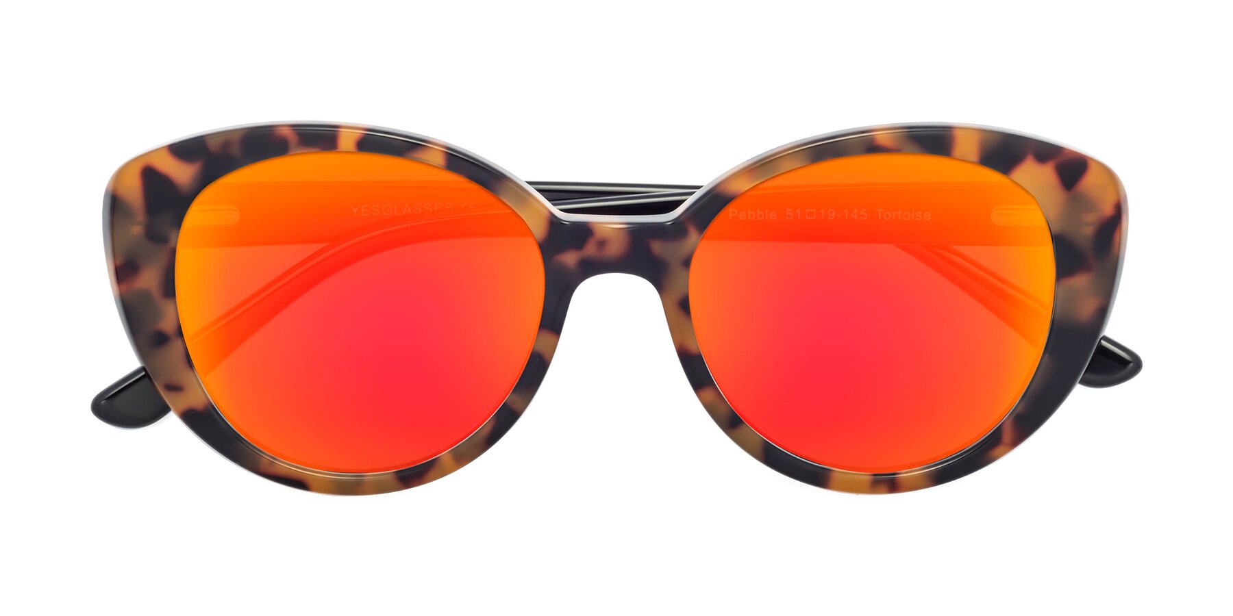 Folded Front of Pebble in Tortoise with Red Gold Mirrored Lenses