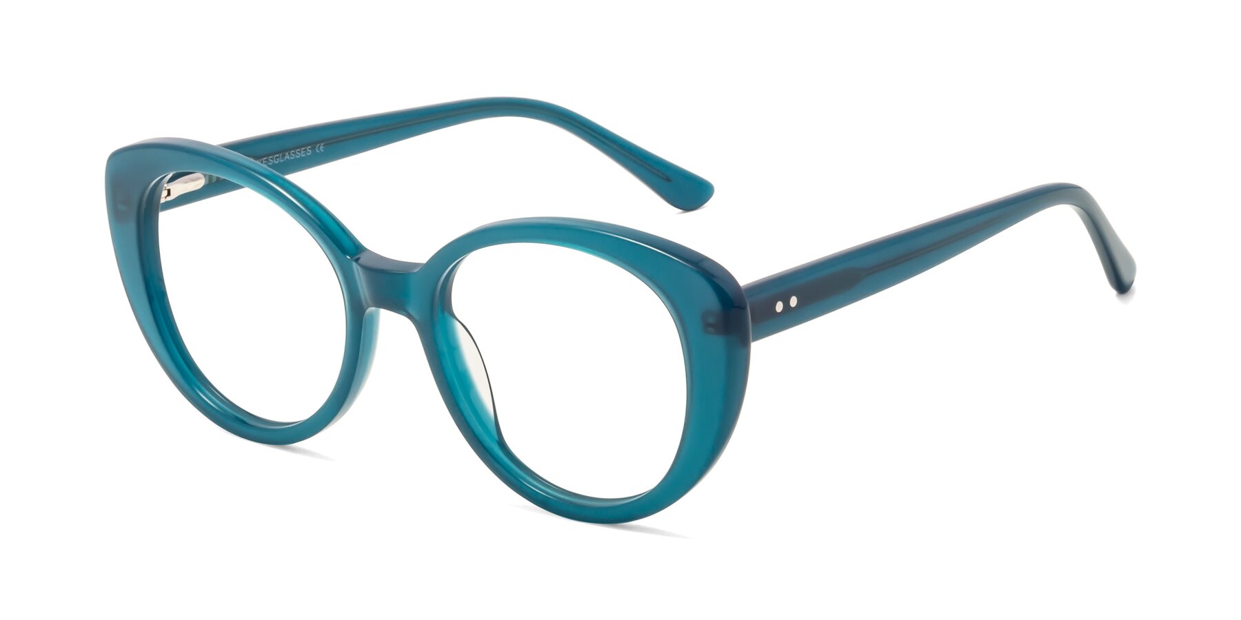 Angle of Pebble in Teal Blue with Clear Eyeglass Lenses