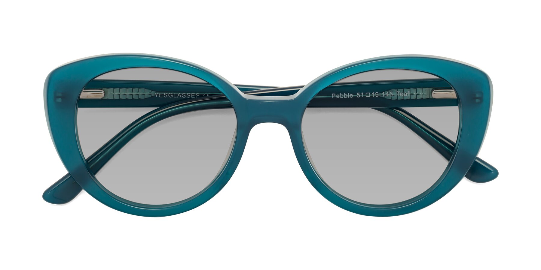 Folded Front of Pebble in Teal Blue with Light Gray Tinted Lenses