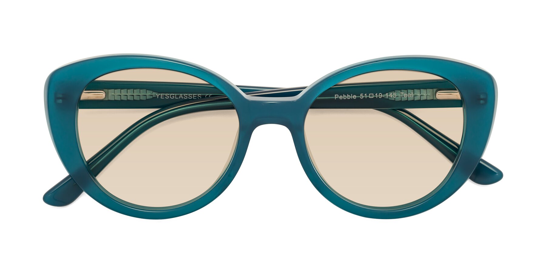 Folded Front of Pebble in Teal Blue with Light Brown Tinted Lenses