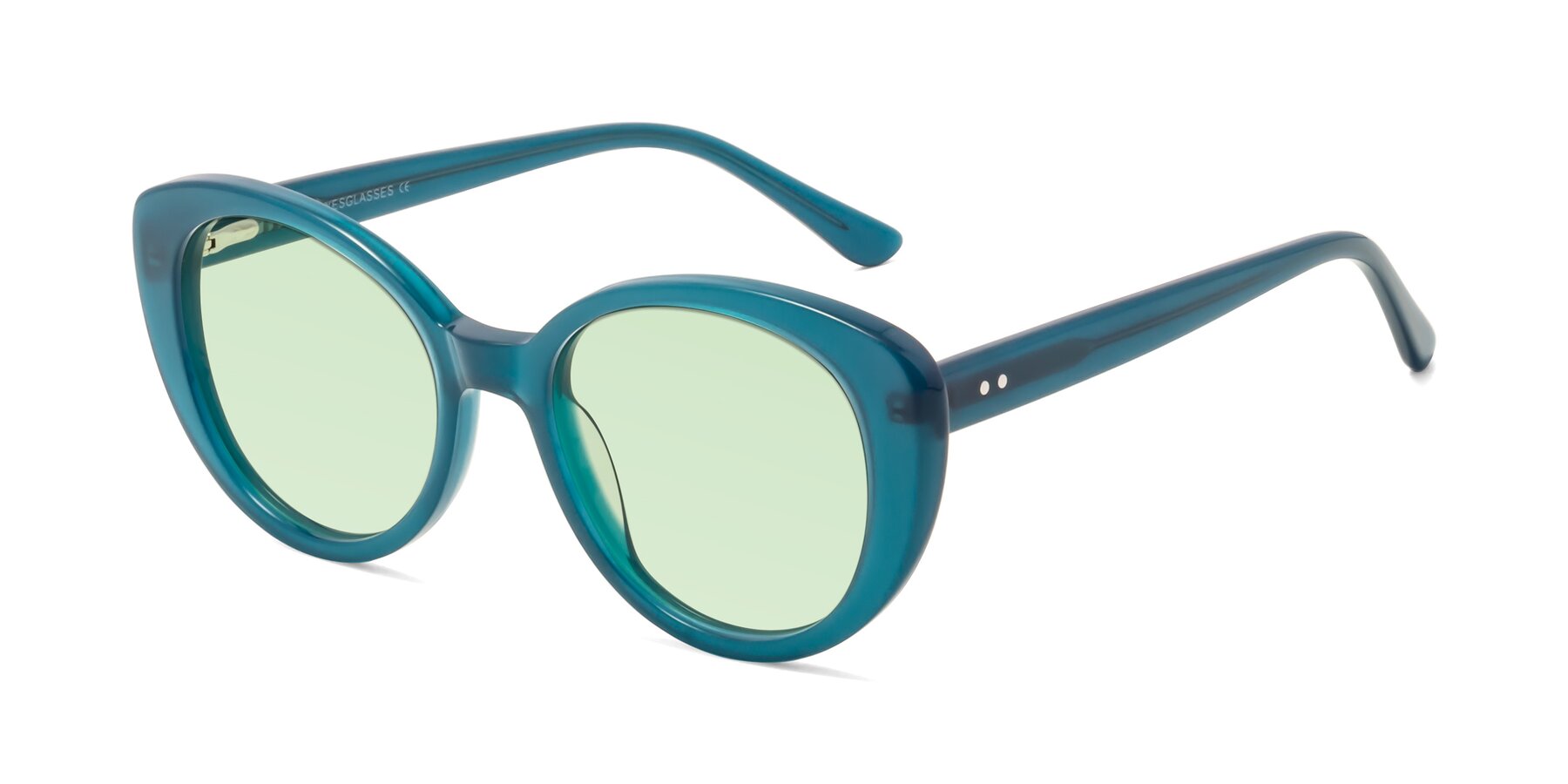 Angle of Pebble in Teal Blue with Light Green Tinted Lenses