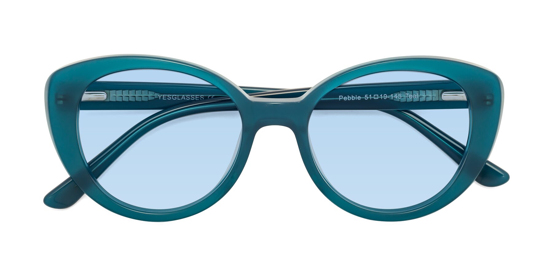 Folded Front of Pebble in Teal Blue with Light Blue Tinted Lenses
