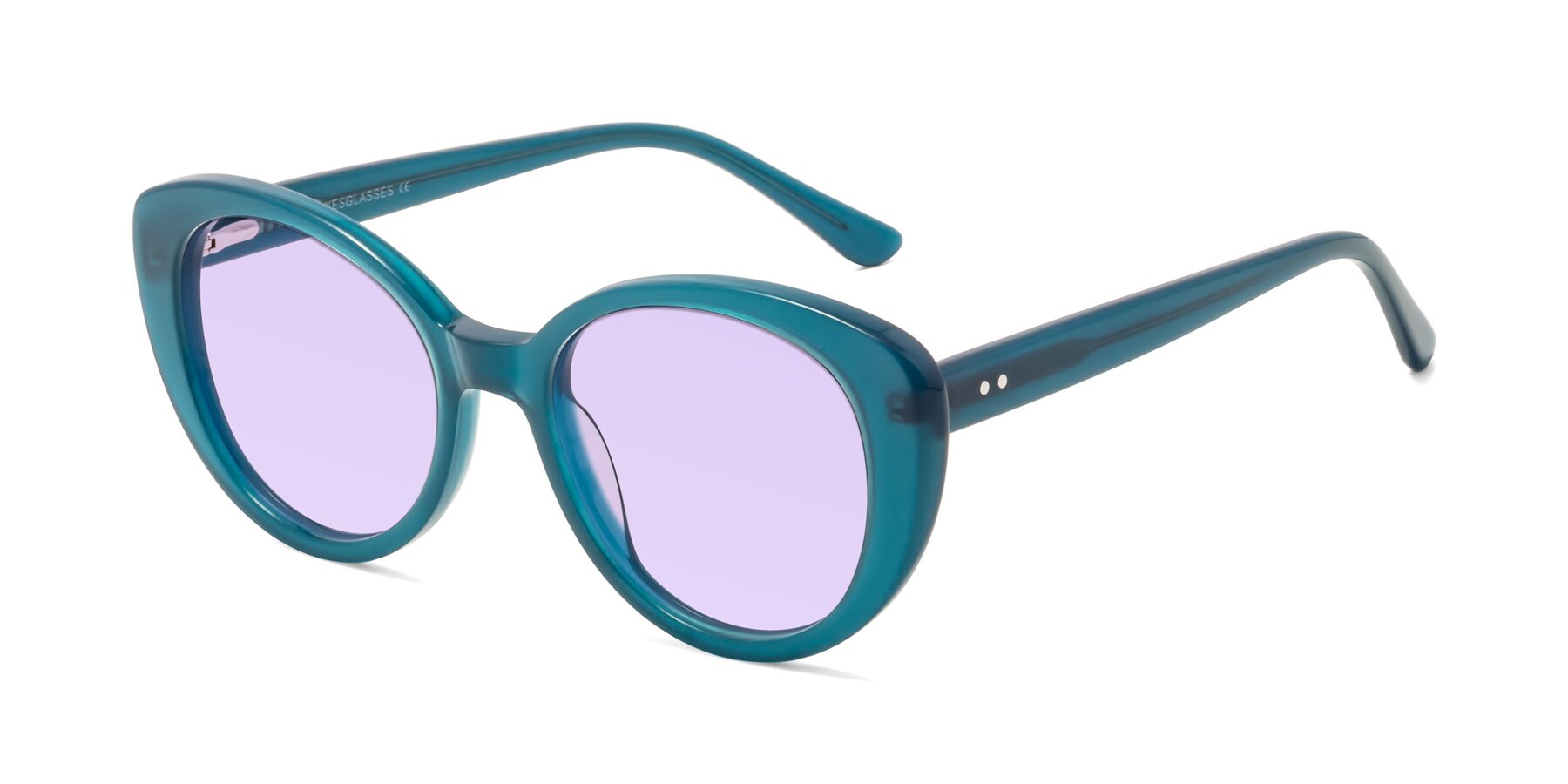 Angle of Pebble in Teal Blue with Light Purple Tinted Lenses