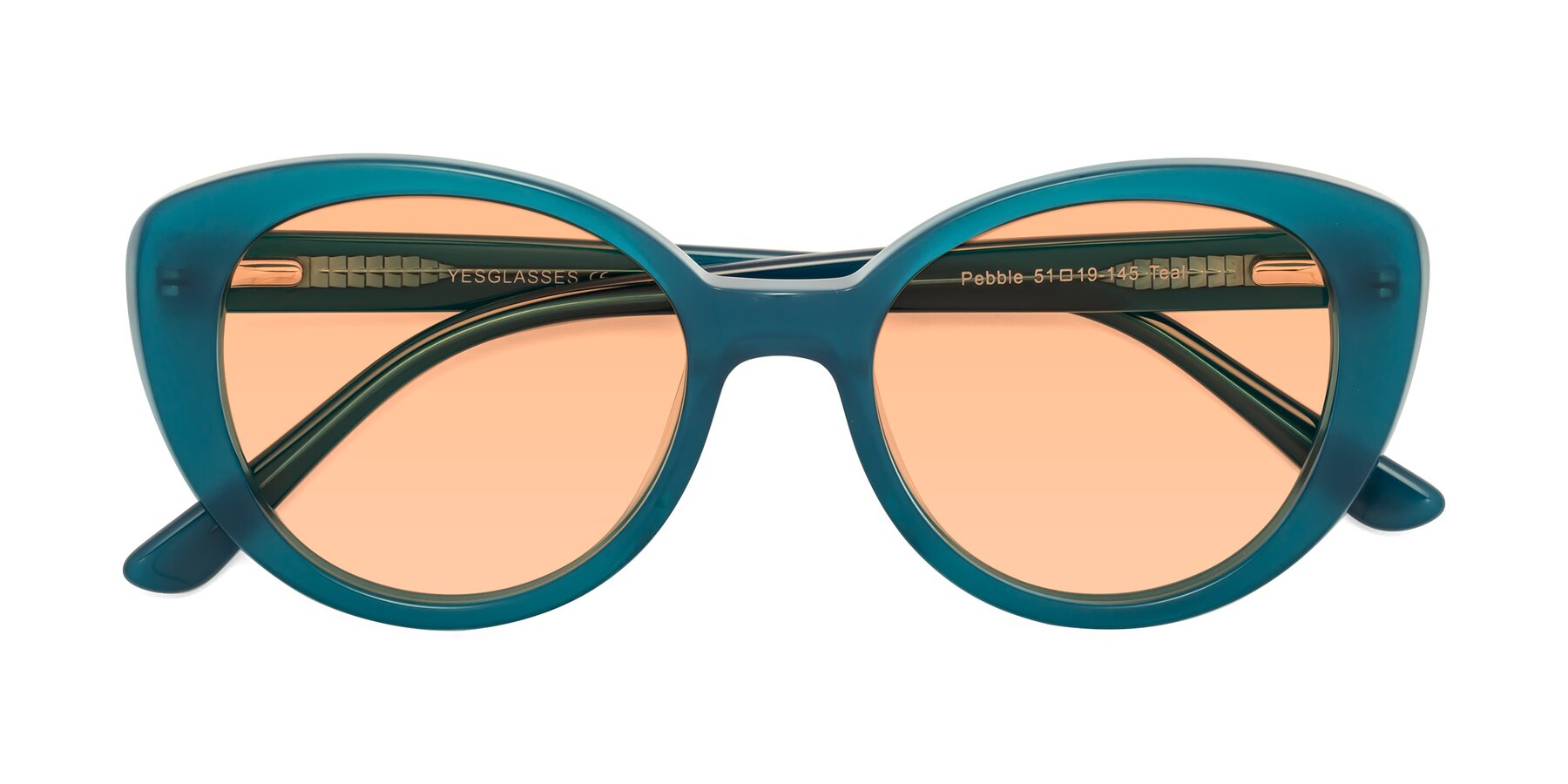 Folded Front of Pebble in Teal Blue with Light Orange Tinted Lenses
