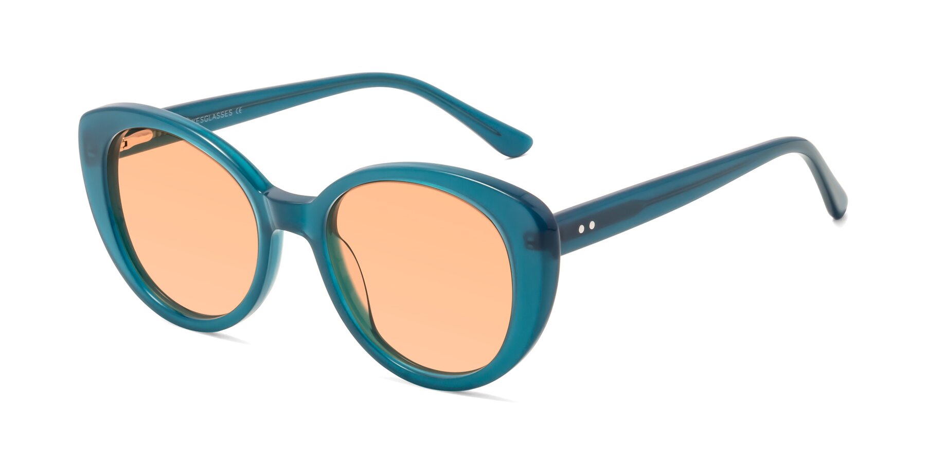 Angle of Pebble in Teal Blue with Light Orange Tinted Lenses