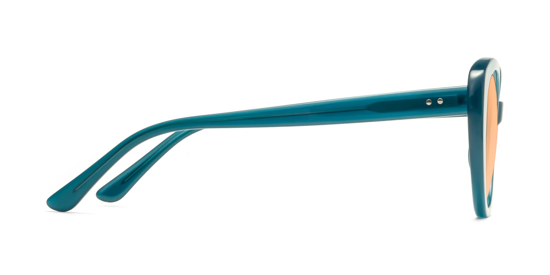 Side of Pebble in Teal Blue with Light Orange Tinted Lenses