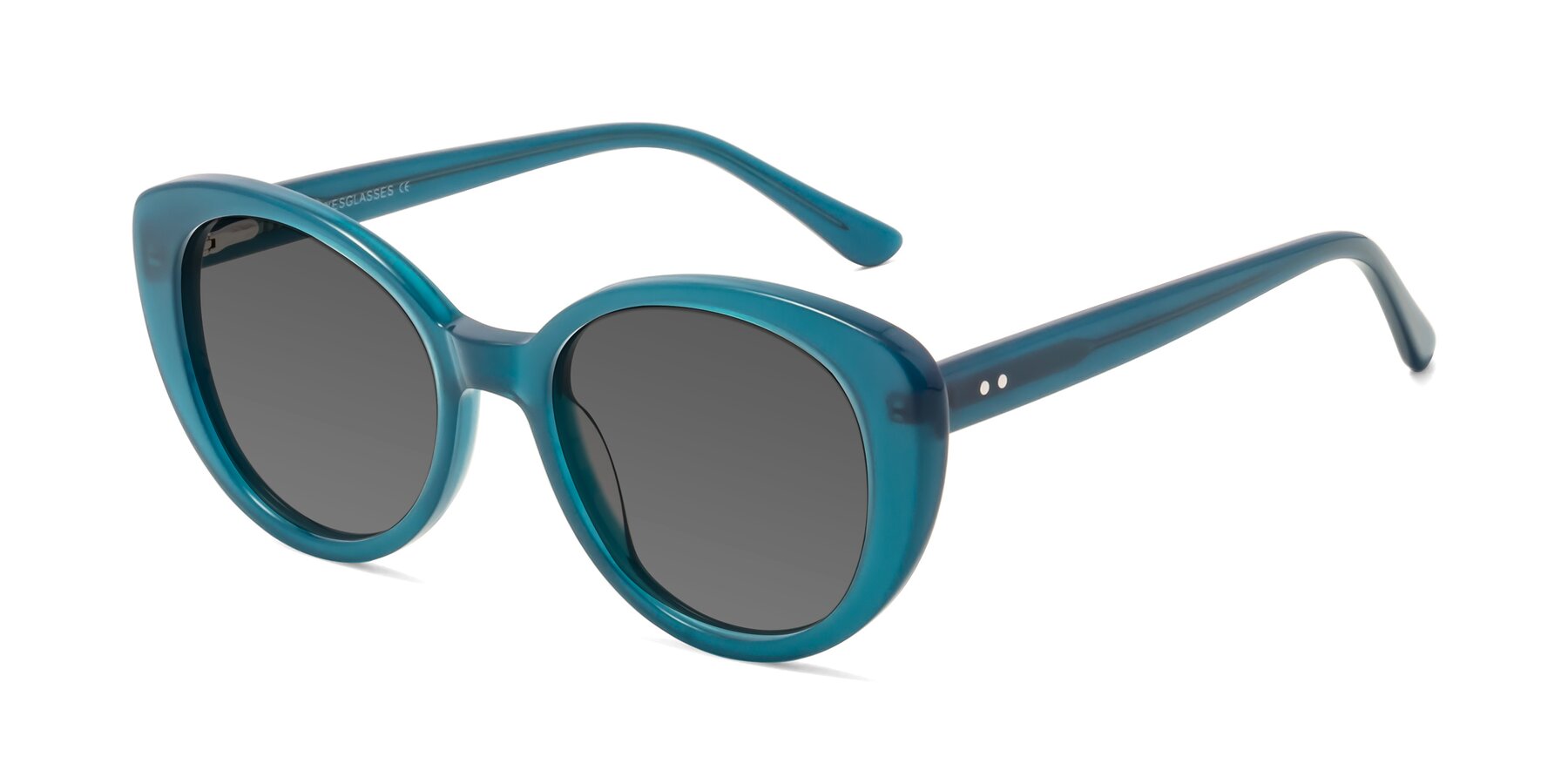 Angle of Pebble in Teal Blue with Medium Gray Tinted Lenses