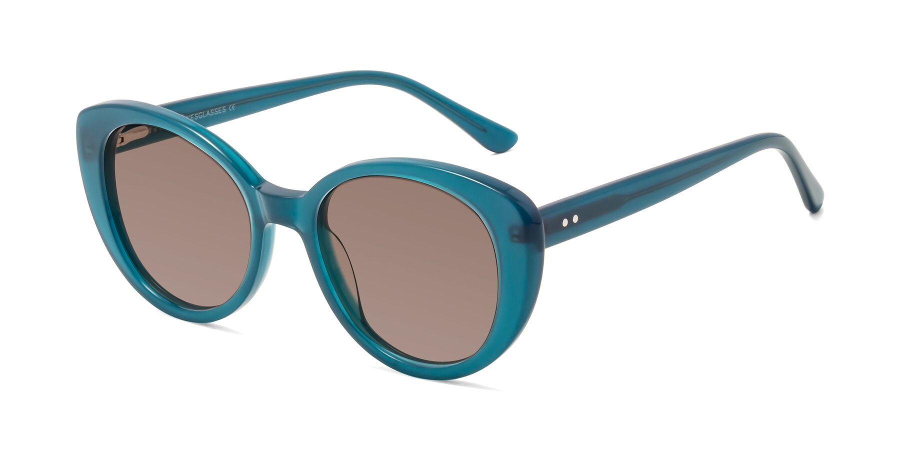 Angle of Pebble in Teal Blue with Medium Brown Tinted Lenses