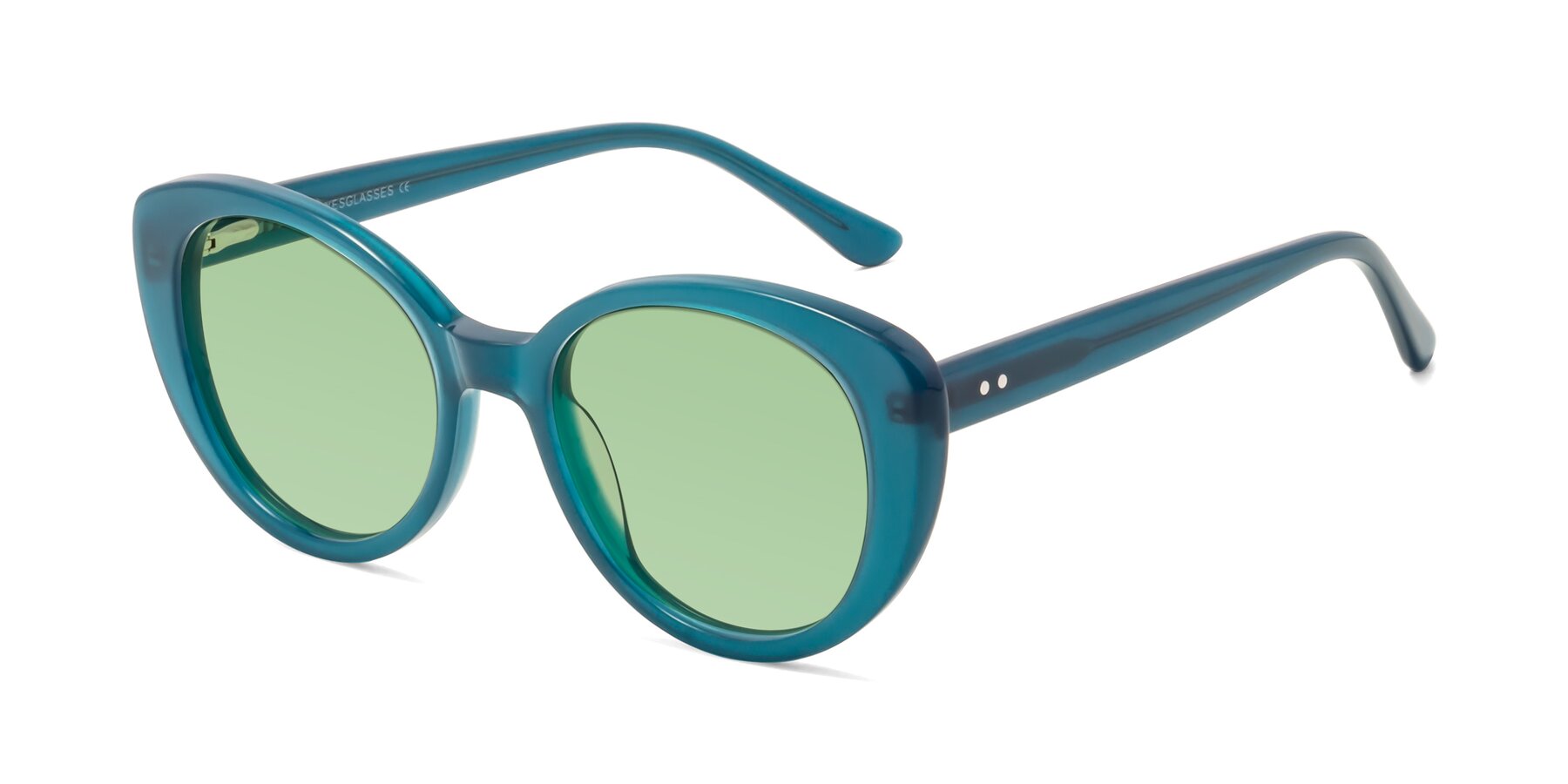 Angle of Pebble in Teal Blue with Medium Green Tinted Lenses