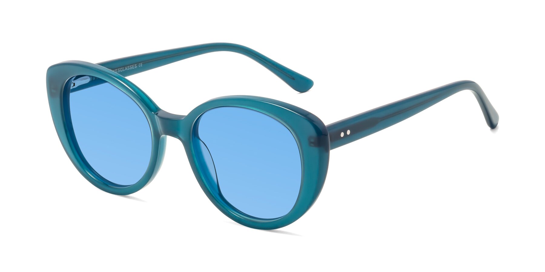Angle of Pebble in Teal Blue with Medium Blue Tinted Lenses
